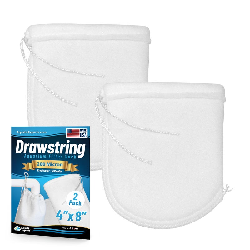 Aquatic Experts 200 Micron Drawstring Filter Sock - Filter Socks for Saltwater Aquarium, Sump Filter Sock, Freshwater Aquarium Filter Sock - Custom Made in The USA (4 inch by 8 inch, 2 Pack) - Image 1